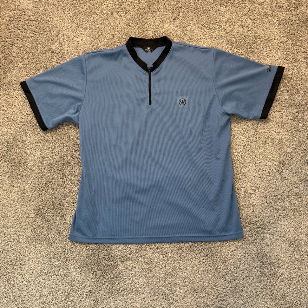 Canari 1/4 Zip Cycling Jersey Mens XL Blue Crown Logo Short‎ Sleeve